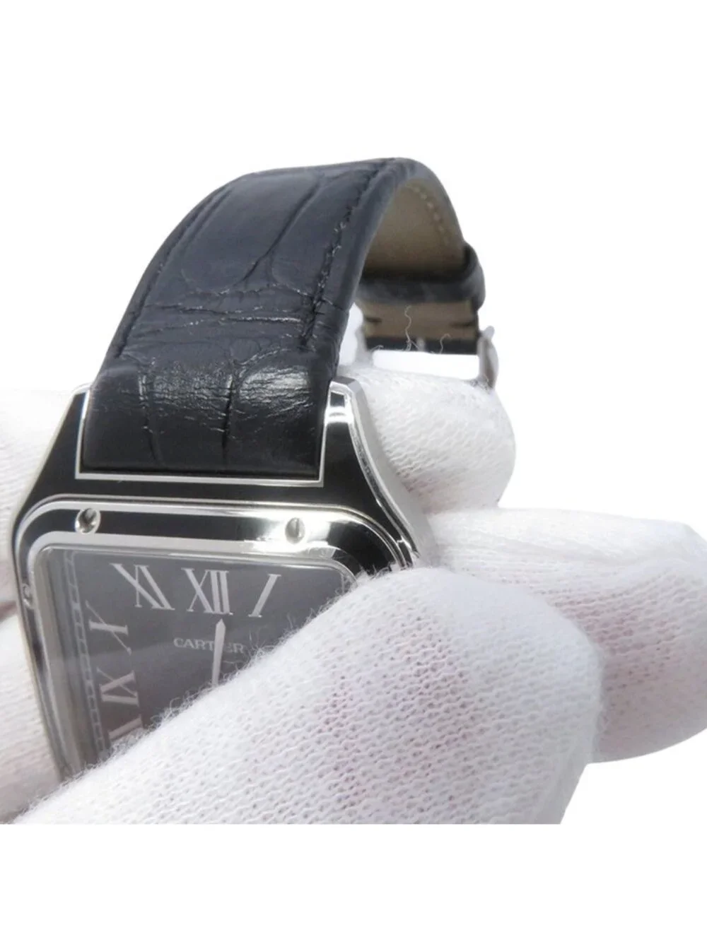 Cartier Santos Dumont LM Watch Black Dial Hand Wound